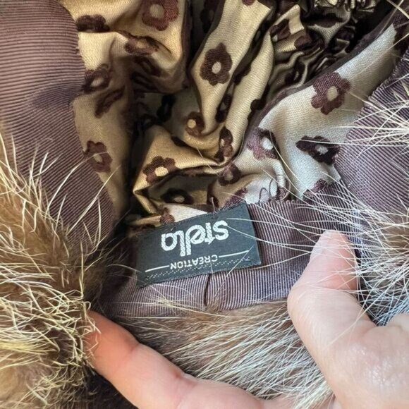 Vintage 80s Stella Creations Real Mink Fur Lined Women’s Hat Winter Warm Natural - Picture 6 of 11